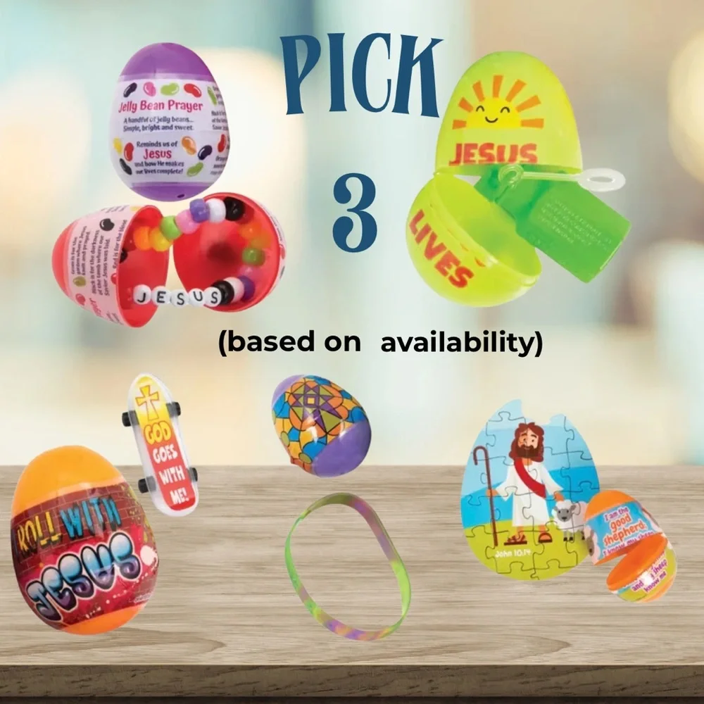 Faith Easter Mini Pail Basket + 3 Prefilled Eggs - Picture 3 of 3